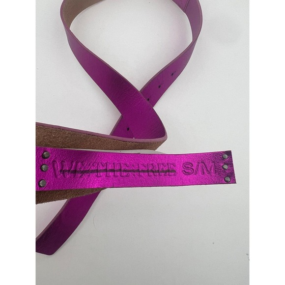New Free People Rowan Leather Pink Purple Metallic Belt Size Small / Medium - Picture 6 of 7